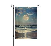 Bandiere da giardino con luna e mare su entrambi i lati, bandiera da esterno 71,1 x 101,6 cm bandiere per ornamenti da prato