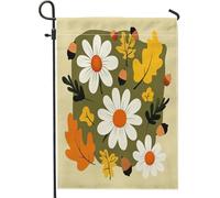 Bandiere da giardino con margherite autunnali della metà del secolo 30,5 x 45,7 cm, double face, per esterni, con foglie d'acero autunnali, bandiere verticali standard per la casa, in tela retrò, per