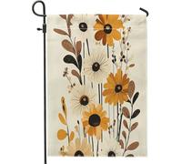 Bandiere da giardino con margherite autunnali retrò 30,5 x 45,7 cm, double face, decorazione per esterni, moderna bandiera autunnale vintage floreale per cortile, casa, metà secolo, piccola bandiera
