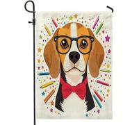 Bandiere da giardino con matite per cani Beagle, 30,5 x 45,7 cm, double face, decorazione per esterni, divertente bandiera per il rientro a scuola per cuccioli, bandiera per casa, per animali