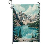 Bandiere da giardino con montagna panoramica della natura, 30,5 x 45,7 cm, per esterni, stile anime, standard, verticali, in lino, per casa, foresta, cortile, cortile, prato, decorazione per esterni