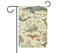 Bandiere da giardino con motivo animale marino, 30,5 x 45,7 cm, doppia faccia, bandiera estiva, bandiera floreale di benvenuto da giardino, decorazioni stagionali per le vacanze