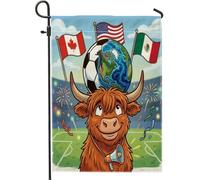 Bandiere da giardino con mucca delle Highland 2026, 30,5 x 45,7 cm, per esterni, per festeggiare il giorno della partita e festeggiare bandiere verticali in lino standard, stampa sportiva, decorazione
