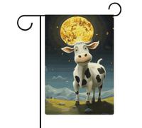 Bandiere da giardino con mucca sulla luna, 30,5 x 45,7 cm, doppia faccia, bandiera estiva, bandiera floreale di benvenuto da giardino, decorazioni stagionali per le vacanze