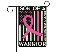 Bandiere da giardino con nastro rosa per la sensibilizzazione contro il cancro al seno, bandiere bifacciali per le festività, per decorazioni da esterno, 12,6 x 18,5 pollici