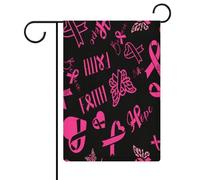 Bandiere da giardino con nastro rosa per la sensibilizzazione delle sopravvissute al cancro al seno, bandiere bifacciali per le festività, decorazioni per esterni, 12,6 x 18,5 pollici