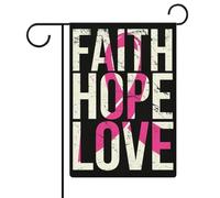 Bandiere da giardino con nastro rosa per la sensibilizzazione sul cancro al seno, fede, speranza e amore, bandiere bifacciali per le festività, decorazioni per esterni, 12,6 x 18,5 pollici