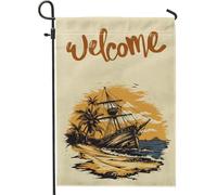 Bandiere da giardino con naufragio nautico ad acquerello, 30,5 x 45,7 cm, double face, per esterni, decorazione per esterni, bandiera per la casa in tela per la spiaggia, divertente e divertente per