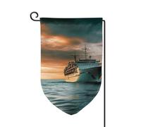 Bandiere da giardino con nave da crociera verticale su entrambi i lati, 30,5 x 45,7 cm, bandiera stagionale per la primavera e l'estate, decorazione per esterni