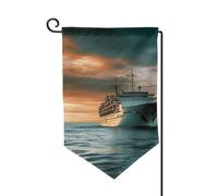 Bandiere da giardino con nave da crociera verticale su entrambi i lati, 30,5 x 45,7 cm, bandiera stagionale per la primavera e l'estate, decorazione per esterni