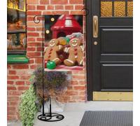Bandiere da giardino con omino di pan di zenzero, 30,5 x 45,7 cm, doppia faccia, piccola bandiera da giardino, bandiere stagionali per Natale, fattoria, decorazioni esterne
