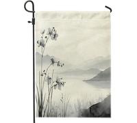 Bandiere da giardino con orchidee giapponesi, 30,5 x 45,7 cm, double face, per decorazioni esterne, piccole bandiere in tela Aisa, bandiere per casa in tela da giardino con fiori cinesi, bandiere da