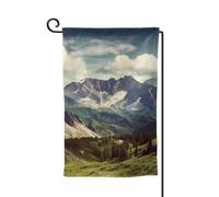 Bandiere da giardino con paesaggi montani bandiera verticale a doppia faccia 30 x 45 cm primavera estate stagionale cortile banner vacanza fattoria cortile all'aperto decorazione da appendere bandiera