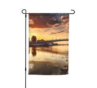 Bandiere da giardino con paesaggio fluviale e ponte, per esterni, a doppia faccia, 30,5 x 45,7 cm, piccole bandiere da giardino stagionali per decorazioni interne ed esterne