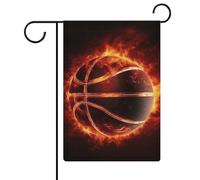 Bandiere da giardino con pallacanestro nel fuoco, 30,5 x 45,7 cm, doppia faccia, bandiera estiva, bandiera floreale, benvenuto, giardino, decorazioni stagionali per le vacanze