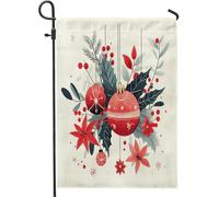 Bandiere da giardino con palline di buon Natale ad acquerello, 30,5 x 45,7 cm, double face, per decorazione esterna, divertente bandiera in tela per cortile, festa di Capodanno all'aperto piccola