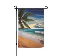 Bandiere da giardino con palma da cocco, spiaggia sabbiosa, per esterni, 30,5 x 45,7 cm, bandiera stagionale da giardino con occhielli, bandiera esterna per decorazioni per la casa sfondo fotografico