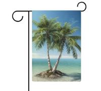Bandiere da giardino con palme marine, 30,5 x 45,7 cm, doppia faccia, bandiera estiva, bandiera floreale, benvenuto, giardino, decorazioni stagionali per le vacanze