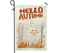 Bandiere da giardino con pecore autunnali, 30,5 x 45,7 cm, double face, per esterni, bandiere verticali standard per la casa in tela con animali del bosco, stile cartone animato, per bambini, cortile