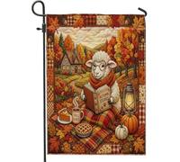 Bandiere da giardino con pecore autunnali, 30,5 x 45,7 cm, double face, per esterni, stile autunnale, trapuntato, per campeggio, cortile, casa, campagna, all'aperto, piccola bandiera per prato