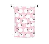 Bandiere da giardino con pecore bianche su sfondo rosa, 30,5 x 45,7 cm, double face, decorazione stagionale per la casa e per tutte le stagioni