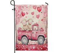 Bandiere da giardino con pecore di San Valentino, 30,5 x 45,7 cm, double face, per esterni, coppia di animali da fattoria, bandiere verticali standard per la casa, per gli amanti dei camion sul