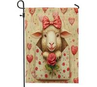 Bandiere da giardino con pecore di San Valentino, 30,5 x 45,7 cm, double face, per esterni, lettera d'amore, amanti degli animali, bandiere per esterni, decorazione per esterni, decorazione per il