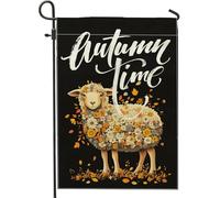 Bandiere da giardino con pecore nere autunnali, 30,5 x 45,7 cm, double face, per esterni, decorazione per esterni, con margherite autunnali, in tela, vintage, retrò, per esterni, piccola bandiera per