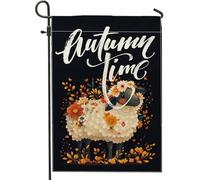Bandiere da giardino con pecore nere autunnali, 30,5 x 45,7 cm, per esterni, bandiere estetiche autunnali standard verticali in lino per casa, bandiere vintage retrò per cortile, cortile, prato