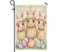 Bandiere da giardino con pecore pasquali primaverili, 30,5 x 45,7 cm, double face, per esterni, graziose uova divertenti, animali, standard verticali, in tela, bandiere per casa, strane e stravaganti