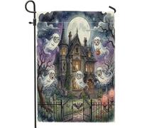 Bandiere da giardino con pecore stregate di Halloween, 30,5 x 45,7 cm, double face, per decorazione esterna, divertente bandiera in tela spaventosa fantasma, bandiera gotica raccapricciante per