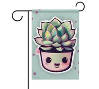 Bandiere da giardino con piante grasse sorridenti, 30 x 45 cm, double face, per esterni, bandiere stagionali e striscioni per patio, cortile, terrazza, veranda, giardino, terrazza, balcone, prato