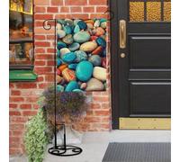 Bandiere da giardino con pietre colorate, 30,5 x 45,7 cm, doppia faccia, piccola bandiera da giardino, bandiere stagionali per Natale, fattoria, decorazioni esterne