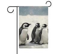 Bandiere da giardino con pinguini giovani con neve, 30,5 x 45,7 cm, doppia faccia, bandiera estiva da cortile, bandiere floreali da giardino di benvenuto, decorazioni stagionali per le vacanze