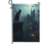 Bandiere da giardino con pipistrelli horror di Halloween, 30,5 x 45,7 cm, double face, per esterni, casa infestata, castello standard, verticale, bandiere per casa, raccapriccianti paesaggi per