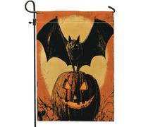 Bandiere da giardino con pipistrelli horror di Halloween, 30,5 x 45,7 cm, double face, per esterni decorativi, estetica, vintage, spaventosa zucca, bandiera per la casa, raccapricciante per esterni