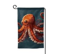 Bandiere da giardino con polpo, verticali, bifacciali, da appendere alla casa, 12 x 18 pollici, per la primavera e l'estate, per le vacanze, per la fattoria, per il cortile e per l'esterno.