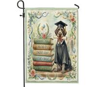 Bandiere da giardino con puntatore a pelo metallico, 30,5 x 45,7 cm, double face, per decorazione esterna, libro di laurea, bandiera per casa in tela, classe 2026, piccola bandiera per prato da