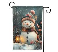 Bandiere da giardino con pupazzo di neve con fiori di Natale, per esterni, 71 x 101 cm, morbida bandiera per camera da letto e interni, leggera e senza pieghe, bandiere da cortile su entrambi i lati