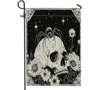 Bandiere da giardino con ragno horror di Halloween, 30,5 x 45,7 cm, double face, per esterni, decorativa, estetica vintage con teschio, bandiera per casa, spaventosa e raccapricciante per esterni