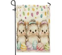Bandiere da giardino con riccio pasquale primaverile, 30,5 x 45,7 cm, double face, per esterni, graziose uova divertenti, animali, bandiere verticali standard per la casa, strane e stravaganti