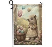 Bandiere da giardino con riccio pasquale primaverile, 30,5 x 45,7 cm, double face, per esterni, stile Victoria Country Animal standard verticale, bandiere per casa, fattoria, vintage, cortile, cortile