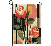 Bandiere da giardino con rose in stile retrò, 30,5 x 45,7 cm, per esterni, bandiere verticali in lino per casa, moderne bandiere floreali per cortile, prato, decorazione esterna