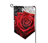 Bandiere da giardino con rose nere bianche e rosse verticali su entrambi i lati, 30,5 x 45,7 cm, per primavera, estate, stagionale, cortile, decorazione da appendere, taglia unica