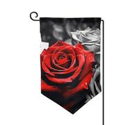 Bandiere da giardino con rose nere bianche e rosse verticali su entrambi i lati, 30,5 x 45,7 cm, per primavera, estate, stagionale, cortile, decorazione da appendere, taglia unica