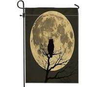 Bandiere da giardino con sagoma di gufo horror di Halloween, 30,5 x 45,7 cm, double face, per esterni, vintage, gotico, spaventoso, albero spaventoso, bandierine per casa, tela, raccapricciante