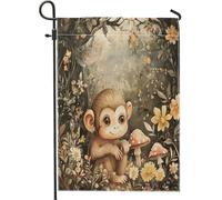 Bandiere da giardino con scimmie primaverili, 30,5 x 45,7 cm, per esterni, bandiere verticali in lino standard vintage per casa, cortile, cortile, prato, decorazione per esterni