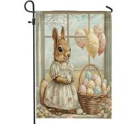 Bandiere da giardino con scoiattolo pasquale primaverile, 30,5 x 45,7 cm, double face, per esterni, stile Victoria Country Animal Standard, bandiere verticali per casa, fattoria, vintage, cortile