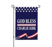 Bandiere da giardino con scritta "Dio benedica Charlie Kirk", bandiere da esterno per feste e festività, a doppia facc