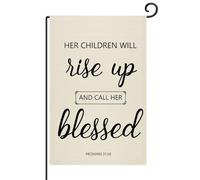 Bandiere da giardino con scritta "Her Children Will Rise Up", per esterni, resistente alle intemperie, in iuta, decorazione per la casa, stile retrò, 30,5 x 45,7 cm